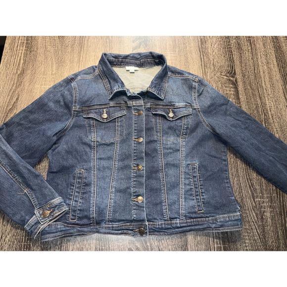 Westport 1962 Jackets & Blazers - Westport 1962 Womens XL Denim Trucker Jacket Dark Wash Button Up Blue Jean Coat